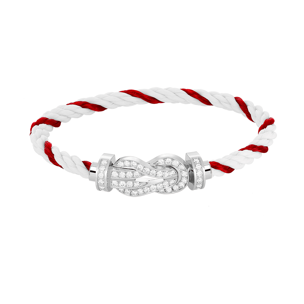FRED CHANCE LARGE 8 FIGURE BUCKLE FULL DIAMOND BRACELET SILVER