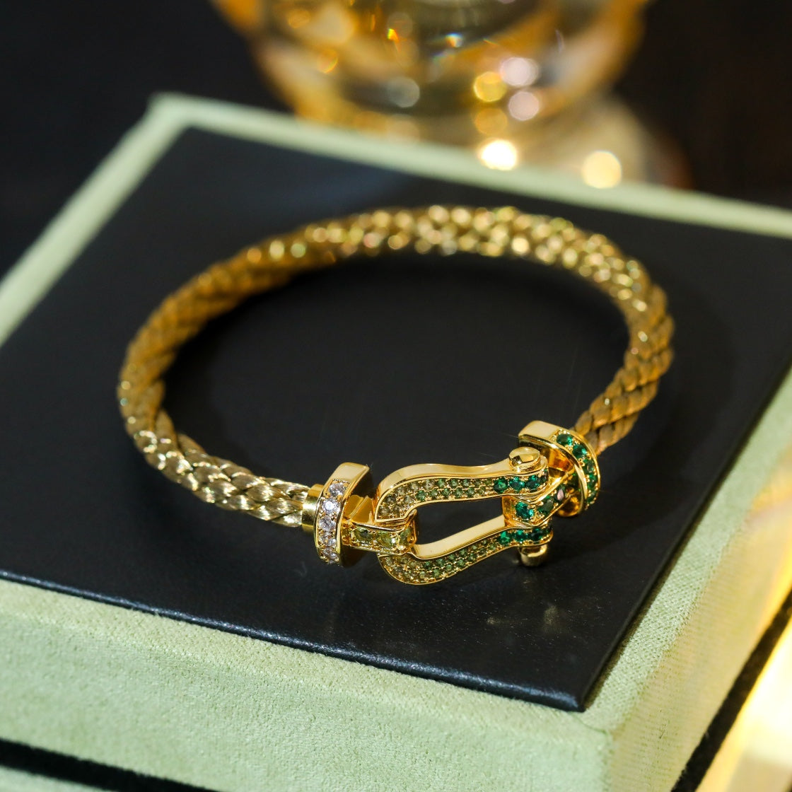FRED FORCE 10 GOLD GREEN DIAMOND PAVED