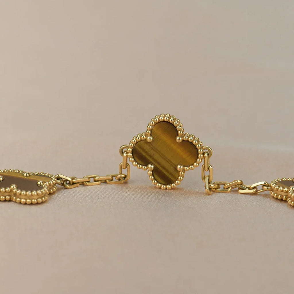 VCA CLOVER 5 MOTIFS TIGER EYE BRACELET COLLECTION