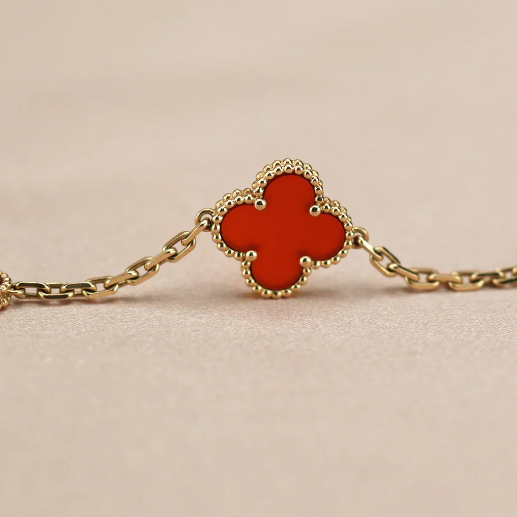 VCA CLOVER 5 MOTIF RED CORNELIAN BRACELET COLLECTION