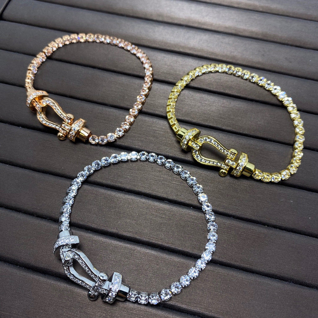 FRED FORCE LARGE HORSESHOE FULL DIAMOND TENNIS BRACELET