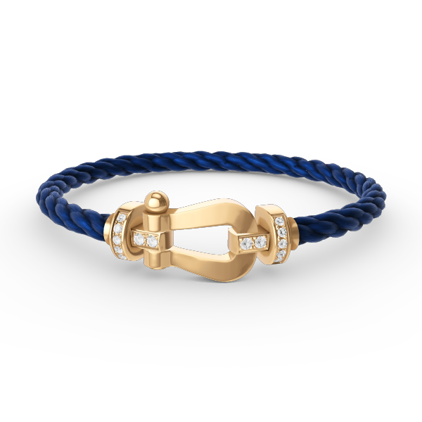 FRED FORCE LARGE HORSESHOE HALF DIAMOND BRACELET GOLD